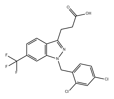 1H-Indazole-3-propanoic acid, 1-[(2,4-dichlorophenyl)methyl]-6-(trifluoromethyl)-|化合物H2-GAMENDAZOLE