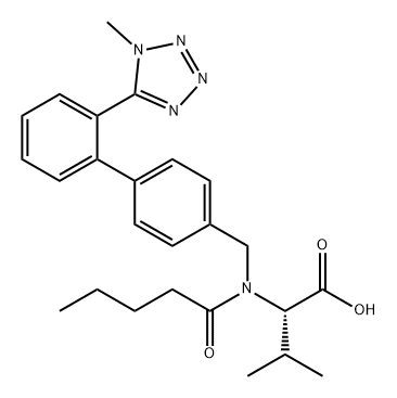 L-Valine, N-[[2'-(1-methyl-1H-tetrazol-5-yl)[1,1'-biphenyl]-4-yl]methyl]-N-(1-oxopentyl)- 化学構造式