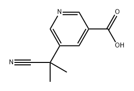 3-Pyridinecarboxylic acid, 5-(1-cyano-1-methylethyl)- Structure