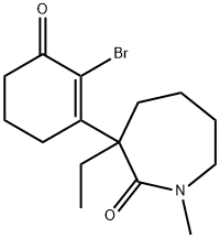 2H-Azepin-2-one, 3-(2-bromo-3-oxo-1-cyclohexen-1-yl)-3-ethylhexahydro-1-methyl- 化学構造式