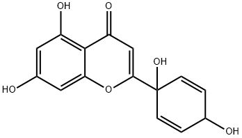 4H-1-Benzopyran-4-one, 2-(1,4-dihydroxy-2,5-cyclohexadien-1-yl)-5,7-dihydroxy- Structure