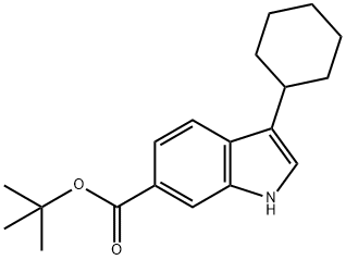 1H-Indole-6-carboxylic acid, 3-cyclohexyl-, 1,1-dimethylethyl ester,879498-89-2,结构式