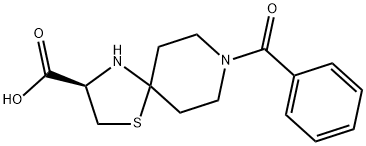 (R)-8-Benzoyl-1-thia-4,8-diazaspiro[4.5]decane-3-carboxylic acid 结构式