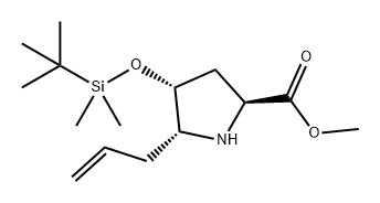 L-Proline, 4-[[(1,1-dimethylethyl)dimethylsilyl]oxy]-5-(2-propen-1-yl)-, methyl ester, (4R,5R)- Structure