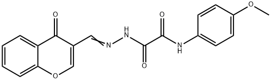 N-(4-Methoxyphenyl)-2-oxo-2-(2-((4-oxo-4H-chromen-3-yl)methylene)hydrazinyl)acetamide Struktur