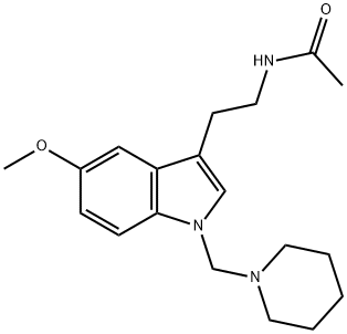 N-(2-(5-Methoxy-1-(piperidin-1-ylmethyl)-1H-indol-3-yl)ethyl)acetamide 化学構造式