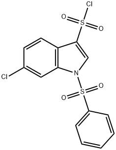 6-氯-1-(苯磺酰基)-1H-吲哚-3-磺酰氯, 881406-32-2, 结构式