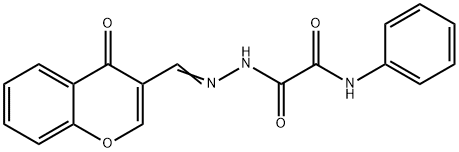 2-Oxo-2-(2-((4-oxo-4H-chromen-3-yl)methylene)hydrazinyl)-N-phenylacetamide 化学構造式