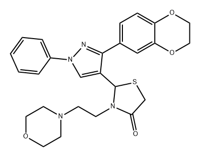 4-Thiazolidinone, 2-[3-(2,3-dihydro-1,4-benzodioxin-6-yl)-1-phenyl-1H-pyrazol-4-yl]-3-[2-(4-morpholinyl)ethyl]-|WAY-605254-A