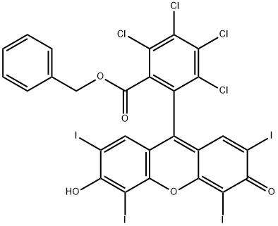 Benzoic acid, 2,3,4,5-tetrachloro-6-(6-hydroxy-2,4,5,7-tetraiodo-3-oxo-3H-xanthen-9-yl)-, phenylmethyl ester Structure