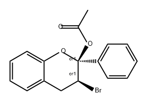 2H-1-Benzopyran-2-ol, 3-bromo-3,4-dihydro-2-phenyl-, 2-acetate, (2R,3S)-rel-