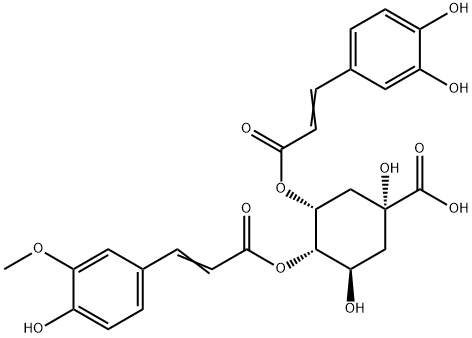 Cyclohexanecarboxylic acid, 3-[[3-(3,4-dihydroxyphenyl)-1-oxo-2-propen-1-yl]oxy]-1,5-dihydroxy-4-[[3-(4-hydroxy-3-methoxyphenyl)-1-oxo-2-propen-1-yl]oxy]-, (1R,3R,4S,5R)- 结构式