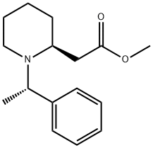 2-Piperidineacetic acid, 1-[(1S)-1-phenylethyl]-, methyl ester, (2S)- 化学構造式