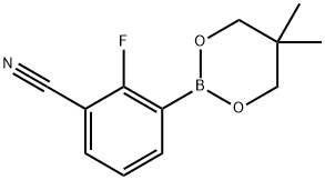 Benzonitrile, 3-(5,5-dimethyl-1,3,2-dioxaborinan-2-yl)-2-fluoro- Structure