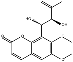 2H-1-Benzopyran-2-one, 8-[(1S,2R)-1,2-dihydroxy-3-methyl-3-buten-1-yl]-6,7-dimethoxy- 化学構造式
