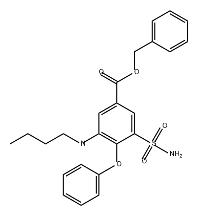 Benzoic acid, 3-(aminosulfonyl)-5-(butylamino)-4-phenoxy-, phenylmethyl ester 化学構造式