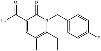 3-Pyridinecarboxylic acid, 6-ethyl-1-[(4-fluorophenyl)methyl]-1,2-dihydro-5-methyl-2-oxo- 化学構造式