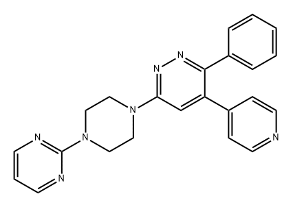 Pyridazine, 3-phenyl-4-(4-pyridinyl)-6-[4-(2-pyrimidinyl)-1-piperazinyl]- 化学構造式