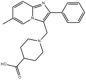 4-Piperidinecarboxylic acid, 1-[(6-methyl-2-phenylimidazo[1,2-a]pyridin-3-yl)methyl]- Struktur