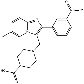 4-Piperidinecarboxylic acid, 1-[[6-methyl-2-(3-nitrophenyl)imidazo[1,2-a]pyridin-3-yl]methyl]- 结构式