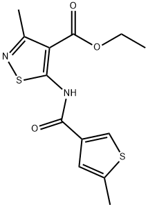 ethyl 3-methyl-5-(5-methylthiophene-3-carboxamido)isothiazole-4-carboxylate 结构式