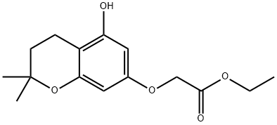 Acetic acid, 2-[(3,4-dihydro-5-hydroxy-2,2-dimethyl-2H-1-benzopyran-7-yl)oxy]-, ethyl ester Structure