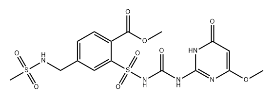 Benzoic acid, 2-[[[[(1,6-dihydro-4-methoxy-6-oxo-2-pyrimidinyl)amino]carbonyl]amino]sulfonyl]-4-[[(methylsulfonyl)amino]methyl]-, methyl ester 化学構造式