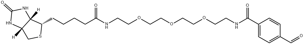 1H-Thieno[3,4-d]imidazole-4-pentanamide, N-[13-(4-formylphenyl)-13-oxo-3,6,9-trioxa-12-azatridec-1-yl]hexahydro-2-oxo-, (3aS,4S,6aR)- Structure