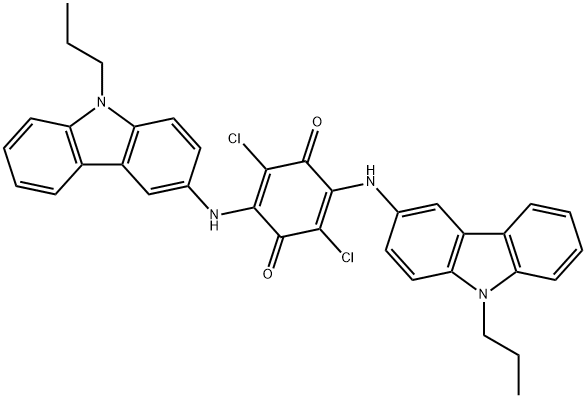 2,5-Cyclohexadiene-1,4-dione, 2,5-dichloro-3,6-bis[(9-propyl-9H-carbazol-3-yl)amino]- Struktur