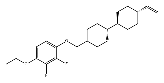 trans-4-[(4-エトキシ-2,3-ジフルオロフェノキシ)メチル]-trans-4′-ビニル-1,1′-ビ(シクロヘキサン) 化学構造式