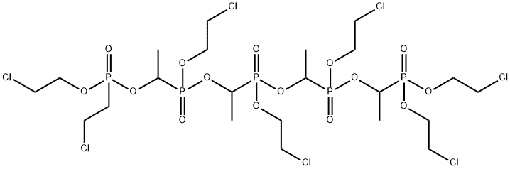 [9-氯-3-(2-氯乙氧基)-6-(2-氯乙基)-1,4-二甲基-2,5,7-三氧杂-3,6-二磷杂壬烷-1-基]膦酸-8-氯-2,5-双(2-氯乙氧基)-1,4-二甲基-3,6-二氧杂-2,5-二磷杂辛烷-1-基-2-氯乙基酯-P,P',P'',P'''四氧化物 结构式