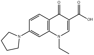 1-Ethyl-4-oxo-7-(pyrrolidin-1-yl)-1,4-dihydroquinoline-3-carboxylic acid 化学構造式