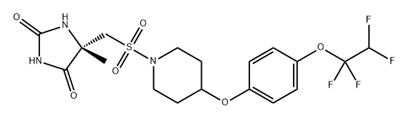 2,4-Imidazolidinedione, 5-methyl-5-[[[4-[4-(1,1,2,2-tetrafluoroethoxy)phenoxy]-1-piperidinyl]sulfonyl]methyl]-, (5S)- Structure