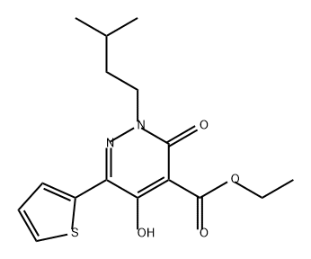 4-Pyridazinecarboxylic acid, 2,3-dihydro-5-hydroxy-2-(3-methylbutyl)-3-oxo-6-(2-thienyl)-, ethyl ester 结构式