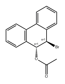 9-Phenanthrenol, 10-bromo-9,10-dihydro-, 9-acetate, (9R,10R)-rel- Struktur