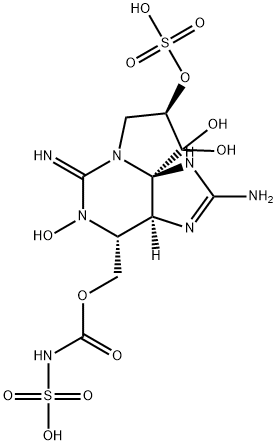 (3aS,10aS)-2,6(3H,5H)-Diimino-4α-(sulfocarbamoyloxymethyl)-9β-(sulfooxy)-3aα,4,8,9-tetrahydro-1H,10H-pyrrolo[1,2-c]purine-5,10,10-triol Struktur