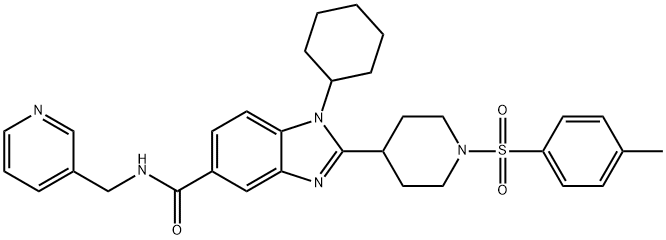 1H-Benzimidazole-5-carboxamide, 1-cyclohexyl-2-[1-[(4-methylphenyl)sulfonyl]-4-piperidinyl]-N-(3-pyridinylmethyl)- Structure