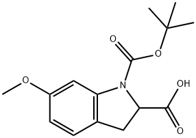 1H-Indole-1,2-dicarboxylic acid, 2,3-dihydro-6-methoxy-, 1-(1,1-dimethylethyl) ester Struktur