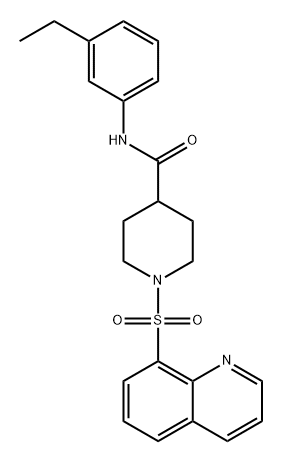 N-(3-乙基苯基)-1-(喹啉-8-基磺酰基)哌啶-4-甲酰胺 结构式