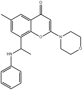 4H-1-Benzopyran-4-one, 6-methyl-2-(4-morpholinyl)-8-[1-(phenylamino)ethyl]-|6-甲基-2-(4-吗啉基)-8- [1-(苯基氨基)乙基] - 4H-1-苯并吡喃-4-酮