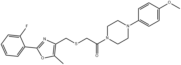 Ethanone, 2-[[[2-(2-fluorophenyl)-5-methyl-4-oxazolyl]methyl]thio]-1-[4-(4-methoxyphenyl)-1-piperazinyl]- Struktur