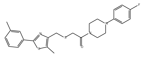 Ethanone, 1-[4-(4-fluorophenyl)-1-piperazinyl]-2-[[[5-methyl-2-(3-methylphenyl)-4-oxazolyl]methyl]thio]- 化学構造式