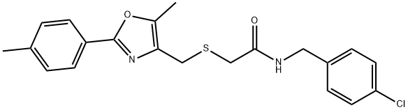 Acetamide, N-[(4-chlorophenyl)methyl]-2-[[[5-methyl-2-(4-methylphenyl)-4-oxazolyl]methyl]thio]- Struktur