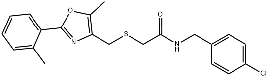 Acetamide, N-[(4-chlorophenyl)methyl]-2-[[[5-methyl-2-(2-methylphenyl)-4-oxazolyl]methyl]thio]- 化学構造式
