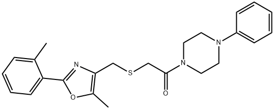 Ethanone, 2-[[[5-methyl-2-(2-methylphenyl)-4-oxazolyl]methyl]thio]-1-(4-phenyl-1-piperazinyl)- Structure