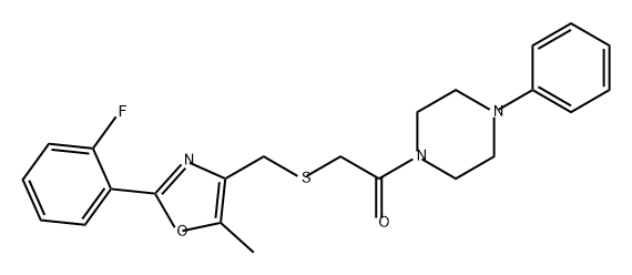 Ethanone, 2-[[[2-(2-fluorophenyl)-5-methyl-4-oxazolyl]methyl]thio]-1-(4-phenyl-1-piperazinyl)- Structure