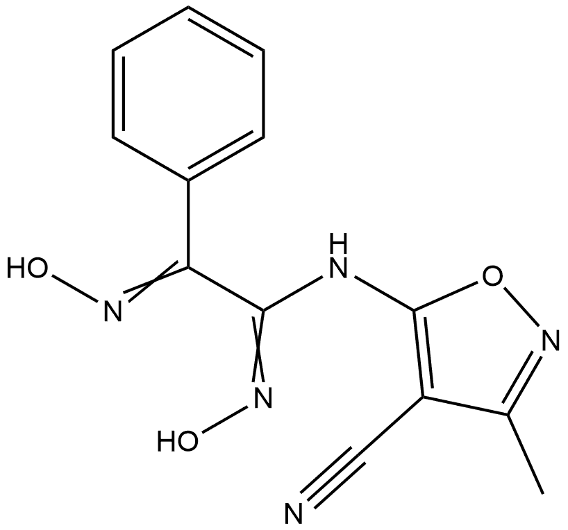 Benzeneethanimidamid?e, N-?(4-?cyano-?3-?methyl-?5-?isoxazolyl)?-?N'-?hydroxy-?α-?(hydroxyimino)?-,902257-41-4,结构式