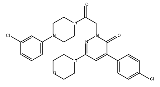 3(2H)-Pyridazinone, 4-(4-chlorophenyl)-2-[2-[4-(3-chlorophenyl)-1-piperazinyl]-2-oxoethyl]-6-(4-morpholinyl)- Structure