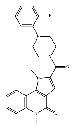 4H-Pyrrolo[3,2-c]quinolin-4-one, 2-[[4-(2-fluorophenyl)-1-piperazinyl]carbonyl]-1,5-dihydro-1,5-dimethyl- Struktur