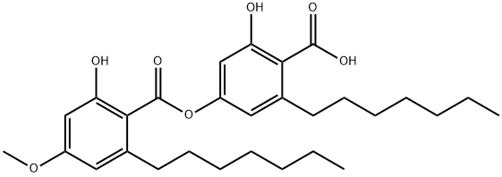 Benzoic acid, 2-heptyl-4-[(2-heptyl-6-hydroxy-4-methoxybenzoyl)oxy]-6-hydroxy- Structure